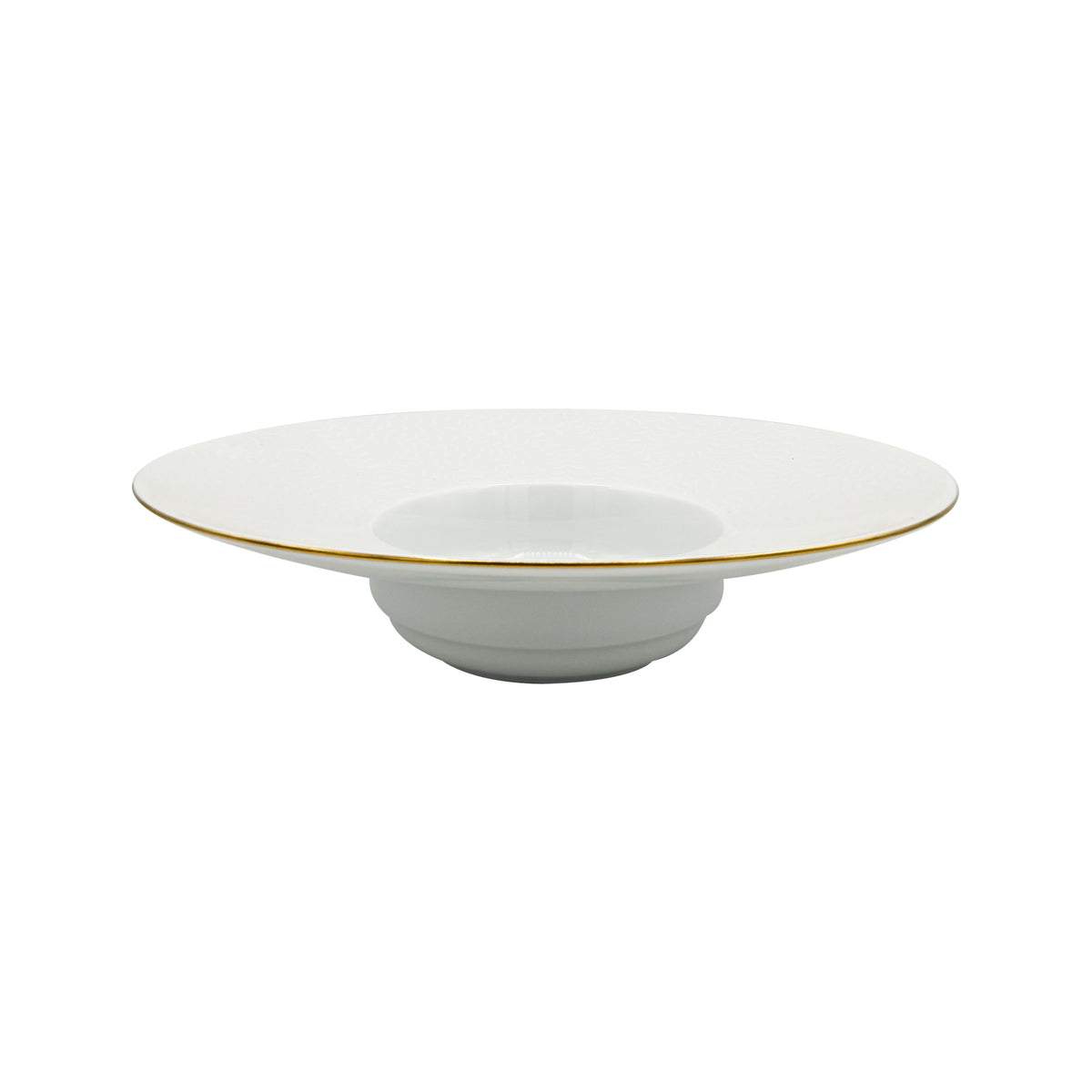 ARJUNA Blanc Filet Or - Assiette creuse à aile GM