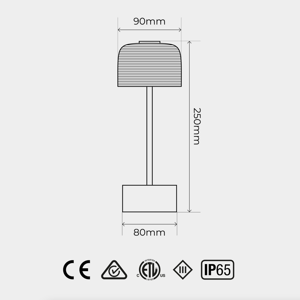 HEMISPHERE Satin White - Lamp on Matte Black base