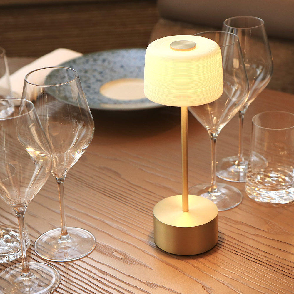 HEMISPHERE Satin White - Lamp on gold base