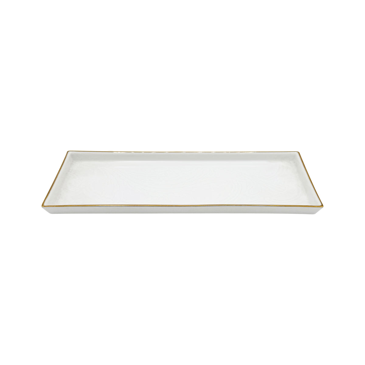 INDIENNES Blanc sur Blanc filet Or - Plateau à condiment