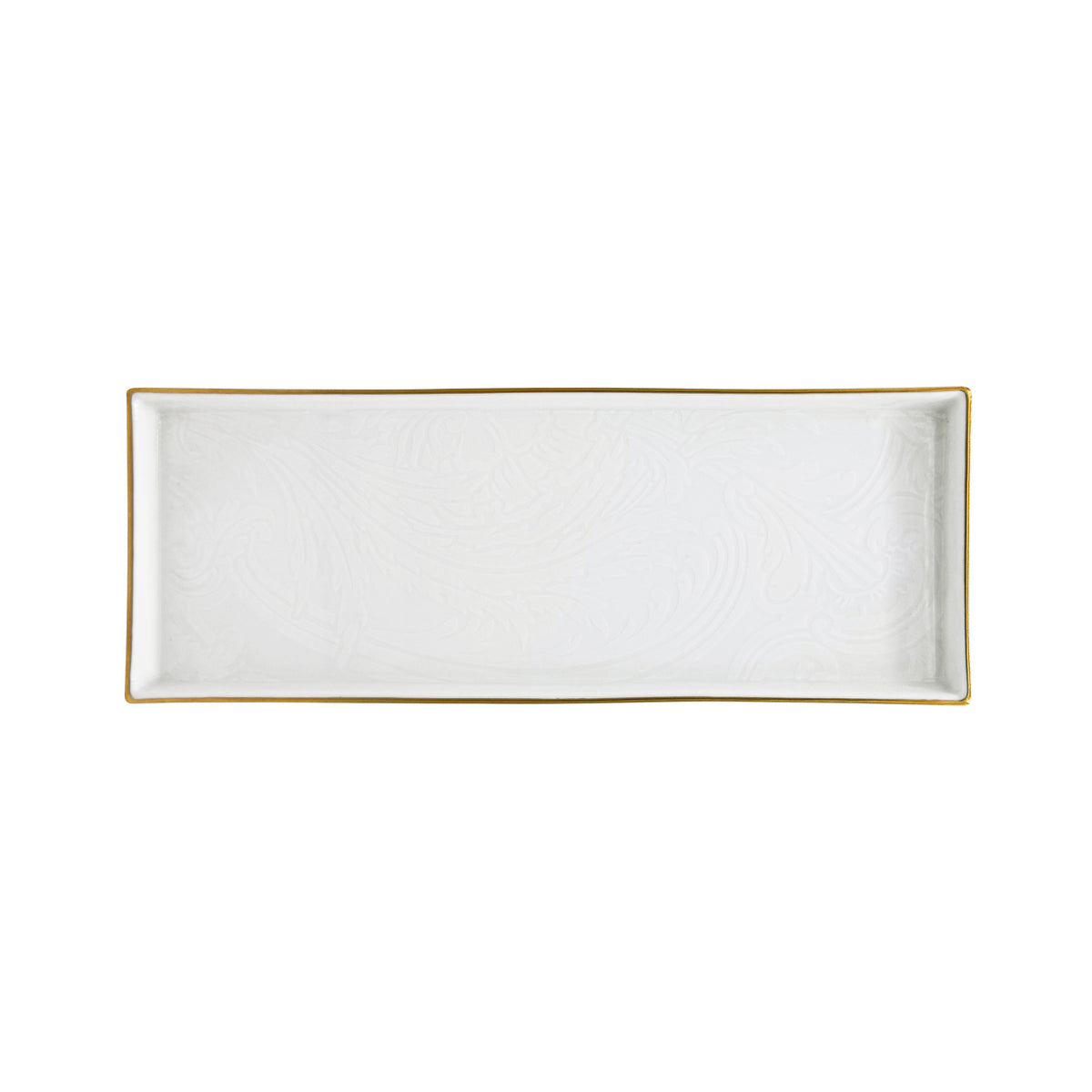 INDIENNES Blanc sur Blanc filet Or - Plateau à condiment