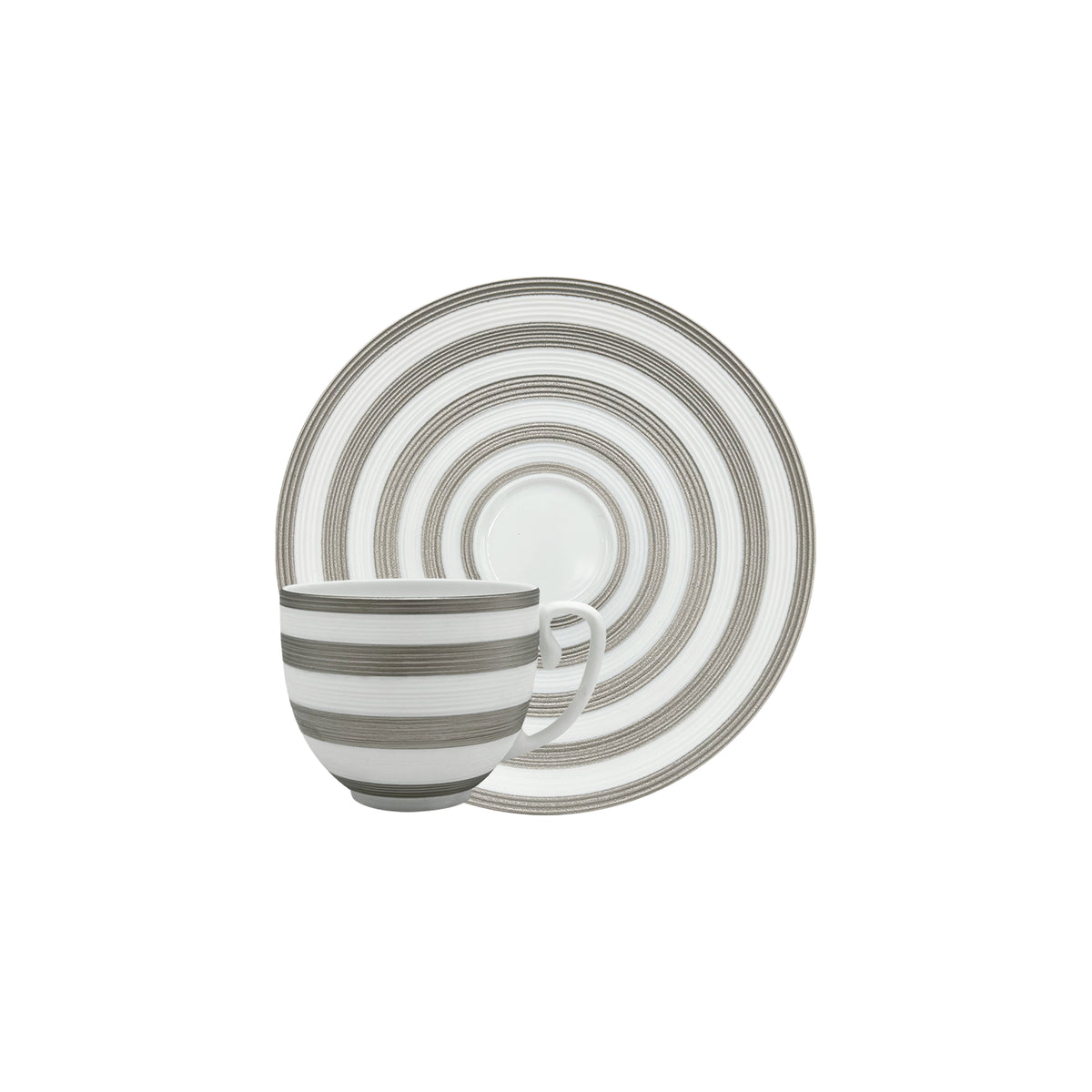 HEMISPHERE Rayé Platine - Tasse café & soucoupe