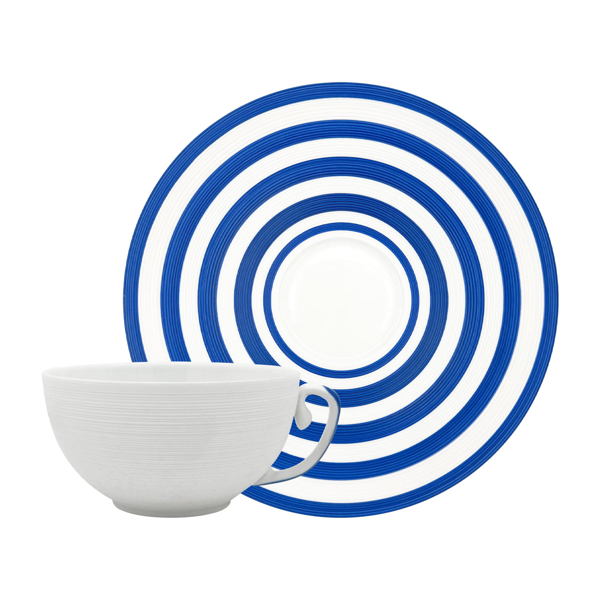HEMISPHERE Rayé Bleu Roi - Tasse déjeuner & soucoupe