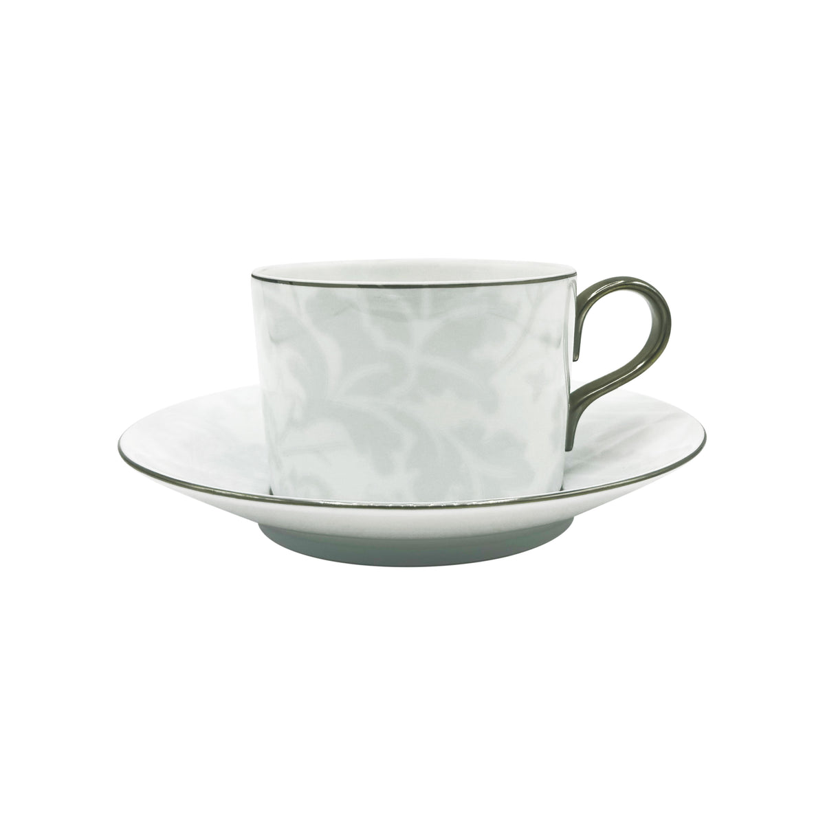 INDIENNES Bleu Perle filet Platine - Tasse déjeuner & soucoupe