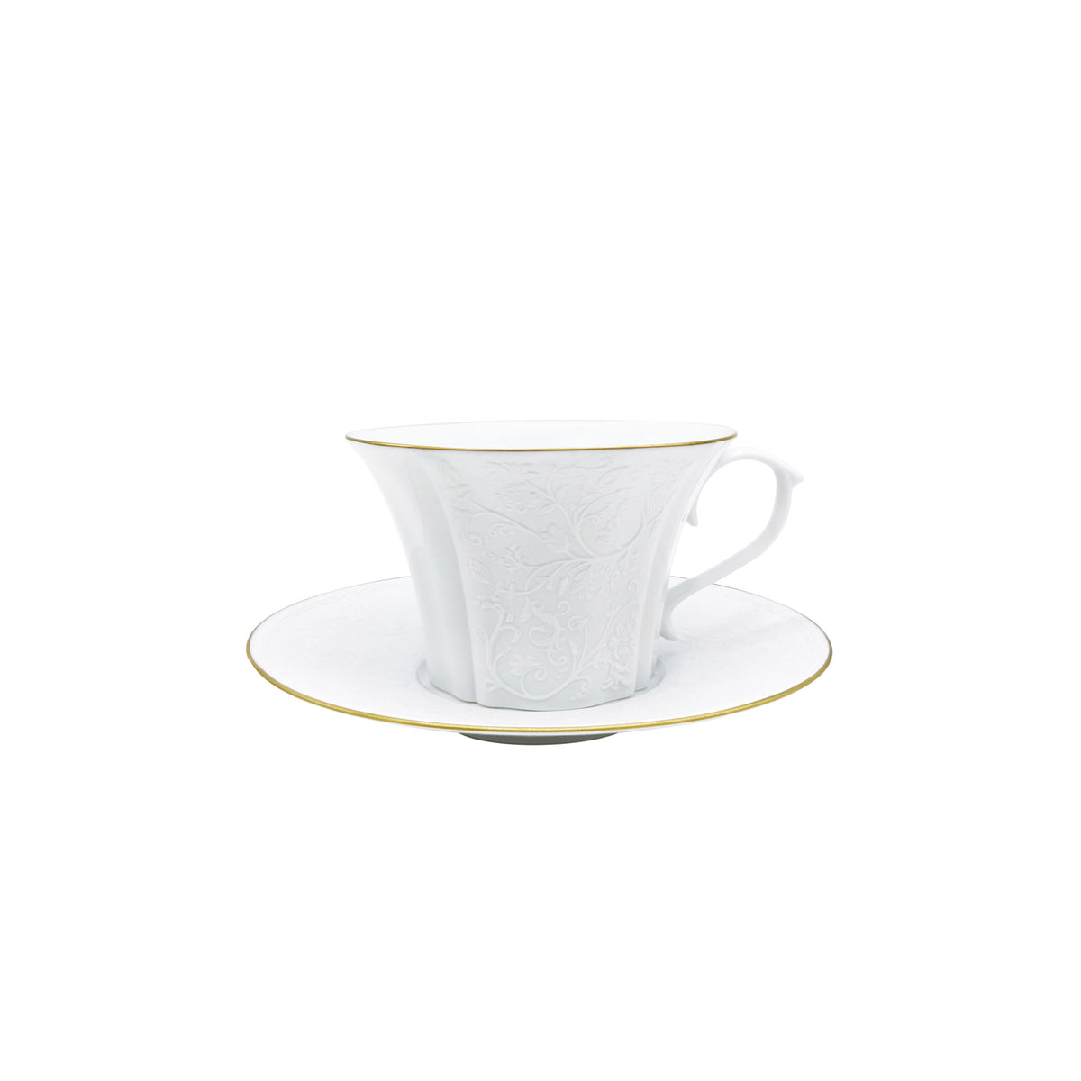 SWAN Blanc Filet Or - Tasse thé & soucoupe
