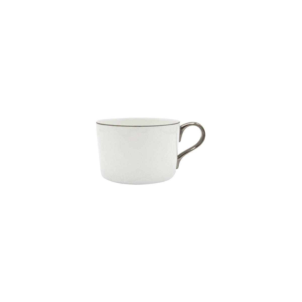INDIENNES Blanc sur Blanc filet Platine - Tasse thé et soucoupe