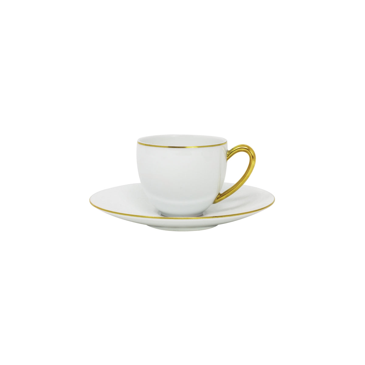 ARJUNA blanc sur blanc filet Or - Tasse café & soucoupe