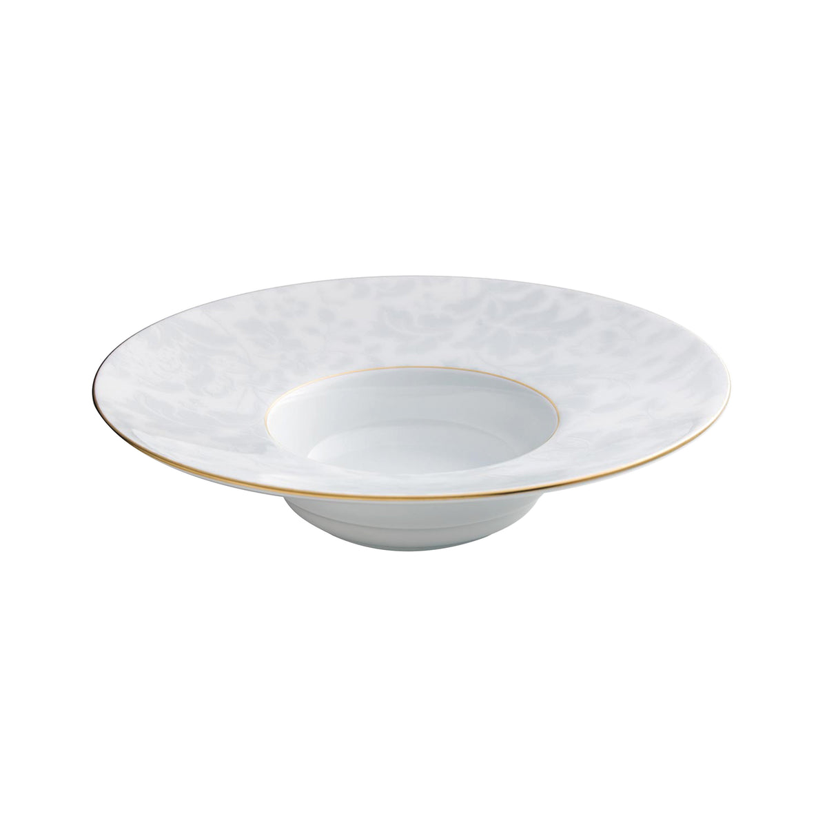 INDIENNES Bleu Perle filet Or - Assiette creuse à aile GM