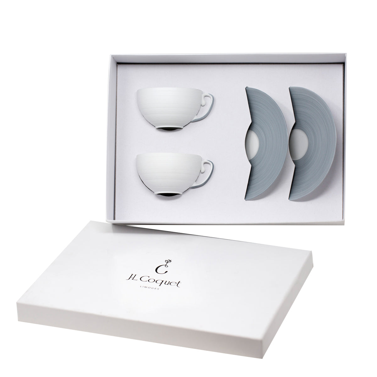 HEMISPHERE Bleu Orage - Coffret deux tasses thé & soucoupes