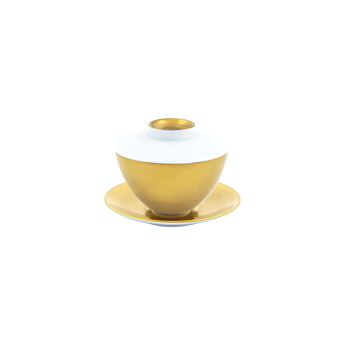 LIGNE ASIE Or - Tasse thé & soucoupe asiatiques (couvercle inclus)