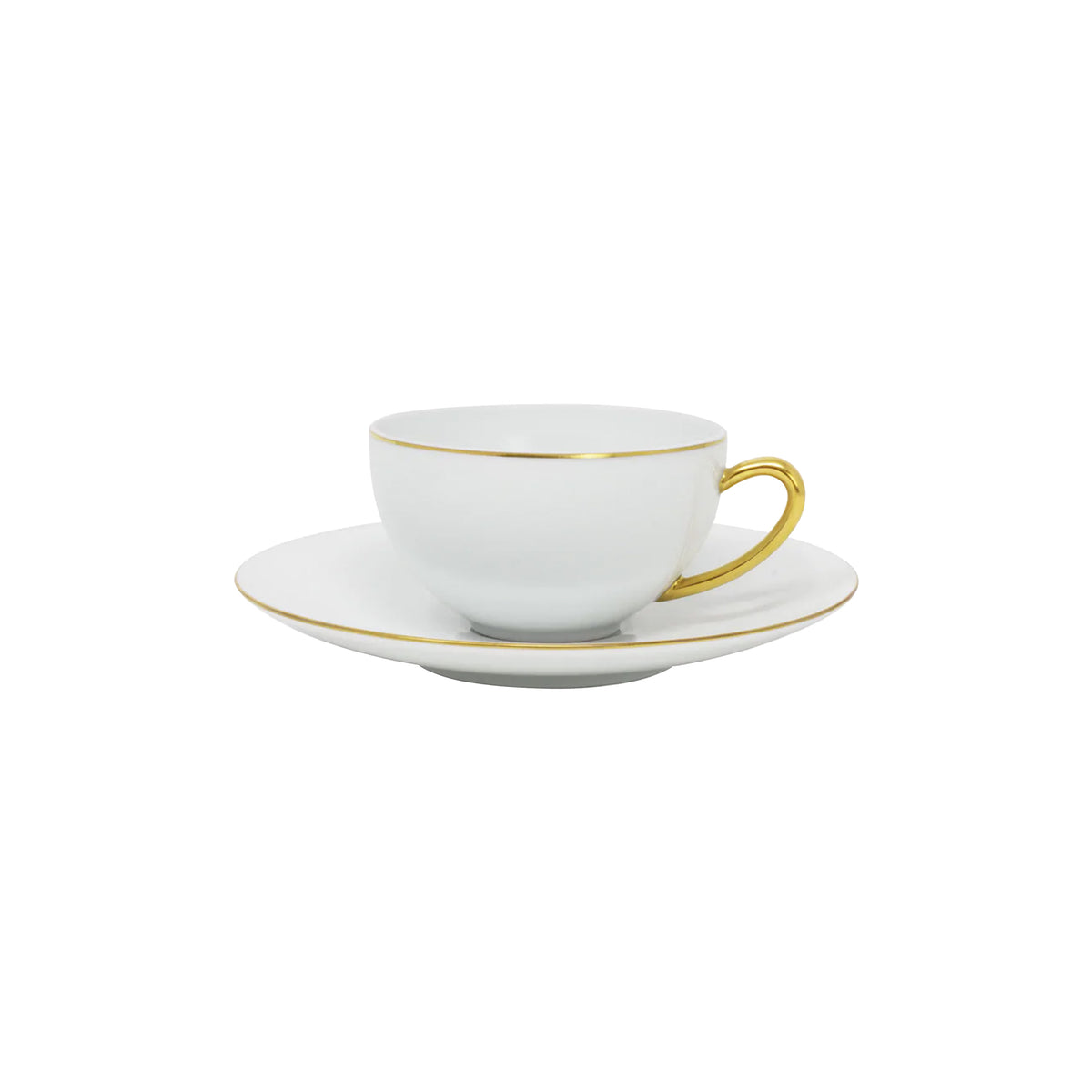 ARJUNA blanc sur blanc filet Or- Tasse thé & soucoupe