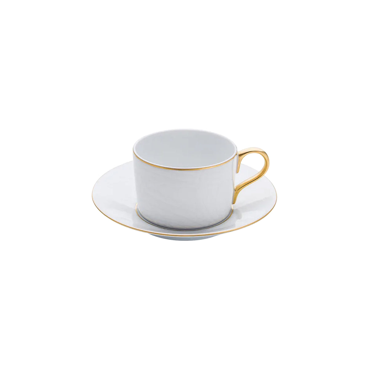 INDIENNES Blanc sur Blanc filet Or - Tasse thé et soucoupe