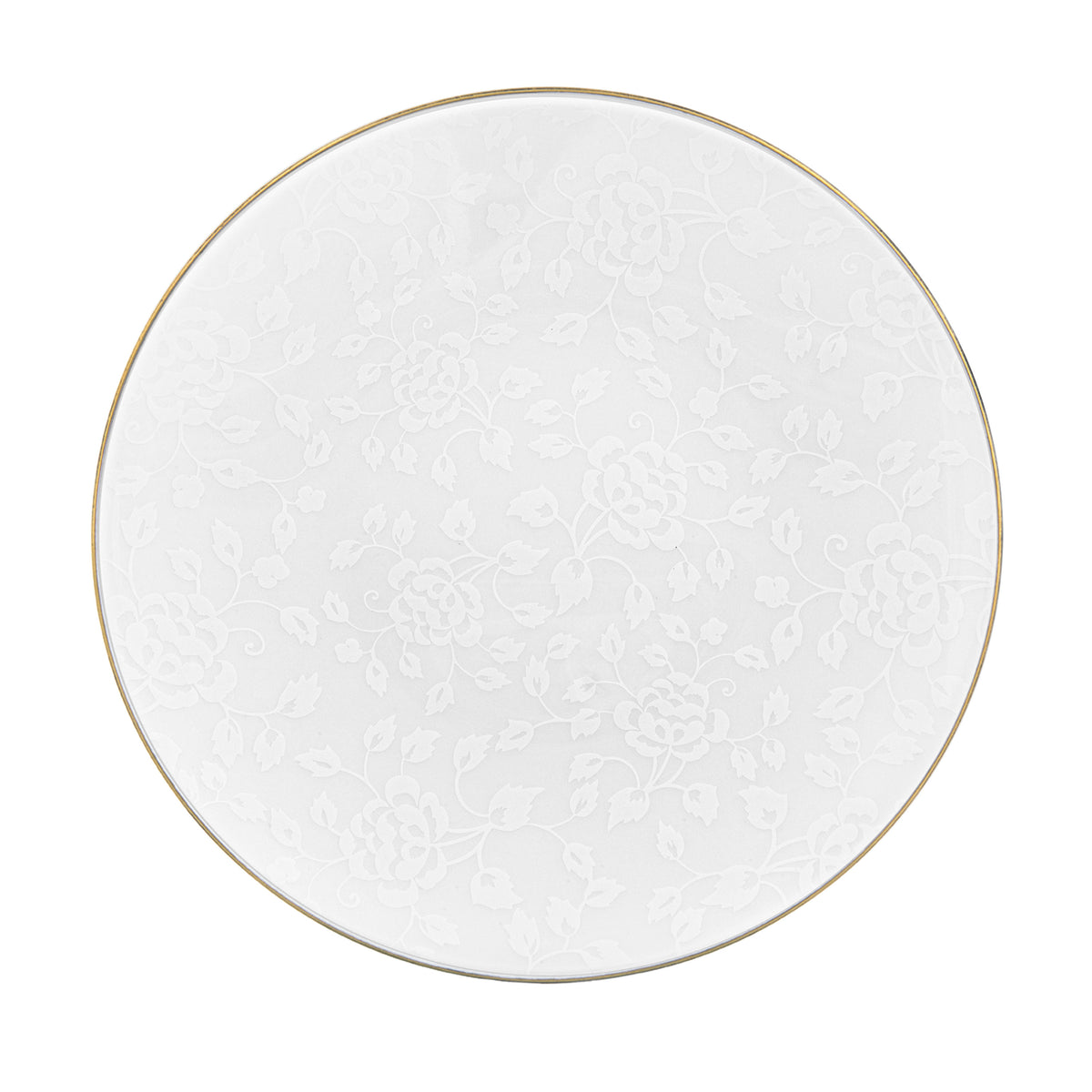 CHARDONS blanc sur blanc filet Or - Assiette de présentation