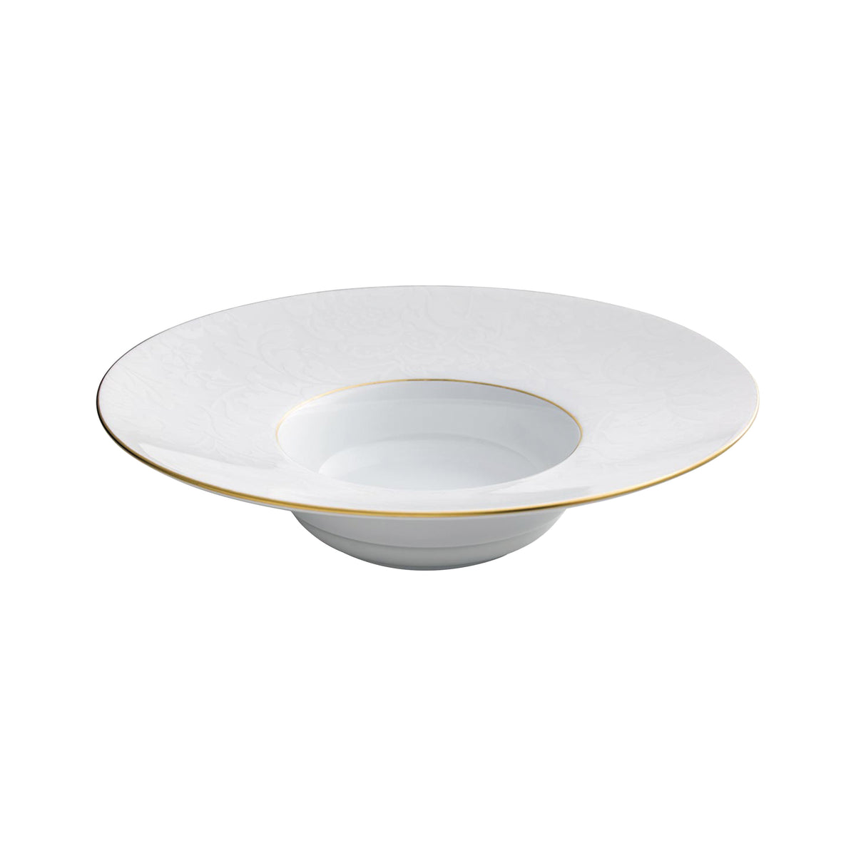 INDIENNES White on White Gold Thread - Rim soup plate, large