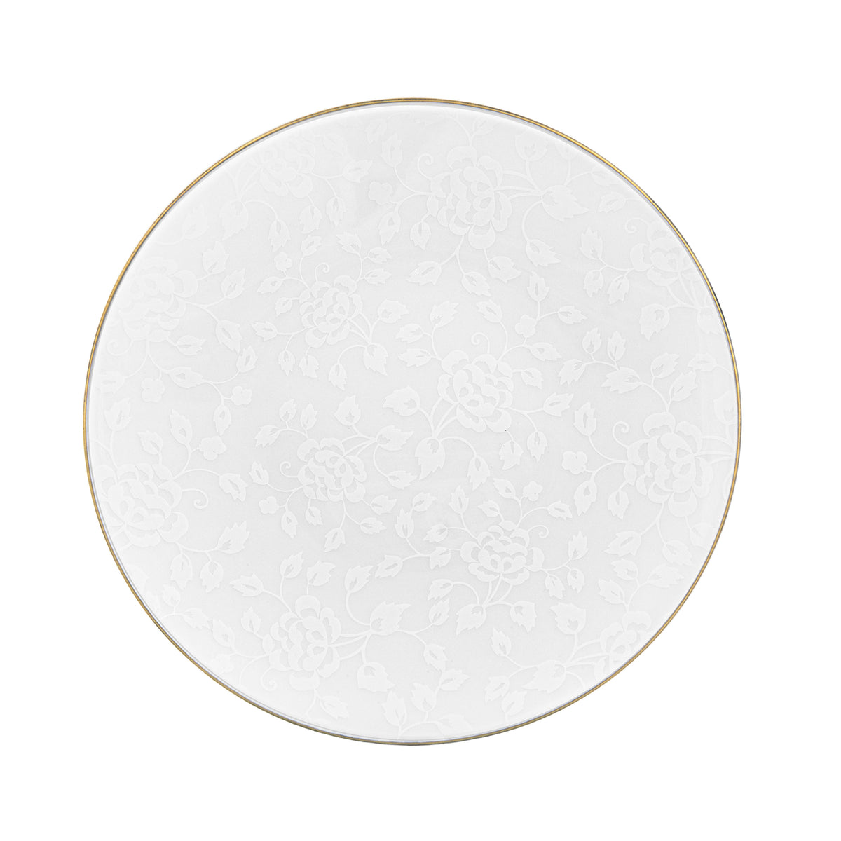 White on white thistles with gold thread - 29 cm plate