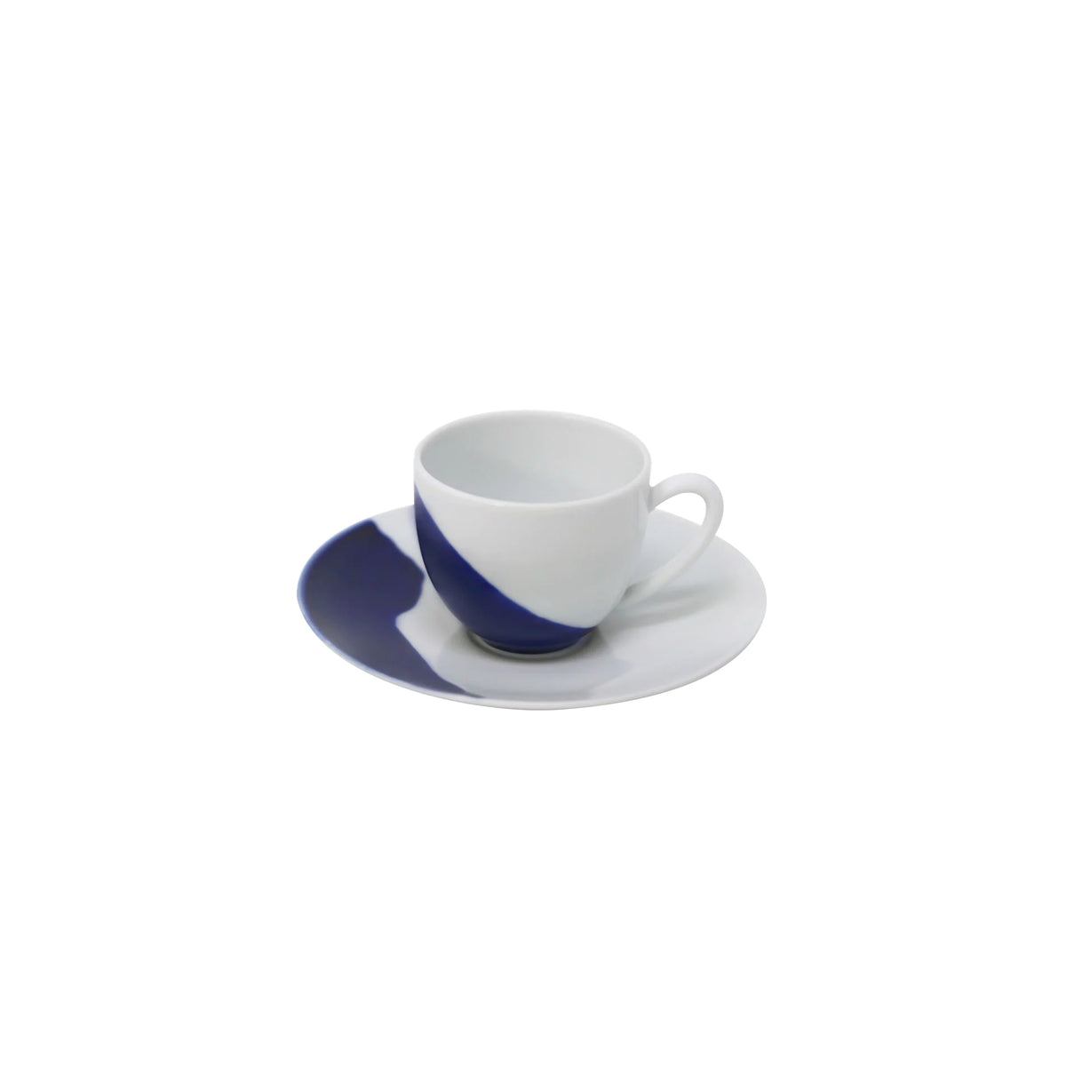 J.L Coquet Hémisphère Marine Blue double espresso cup, white cup
