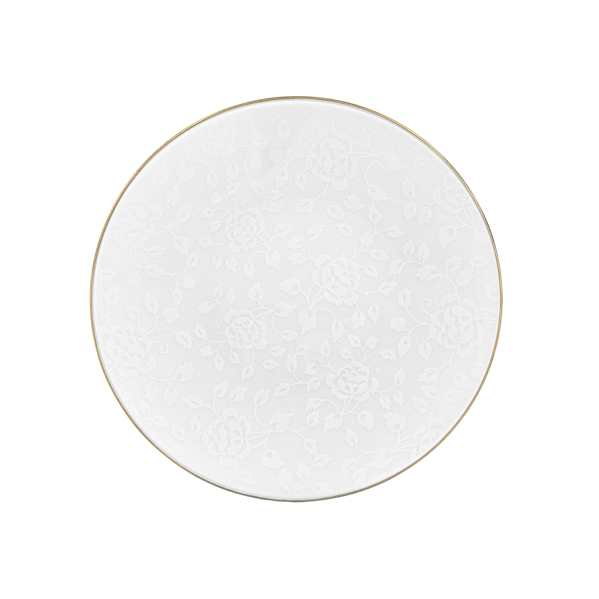 White on white thistles with gold thread - Dinner plate
