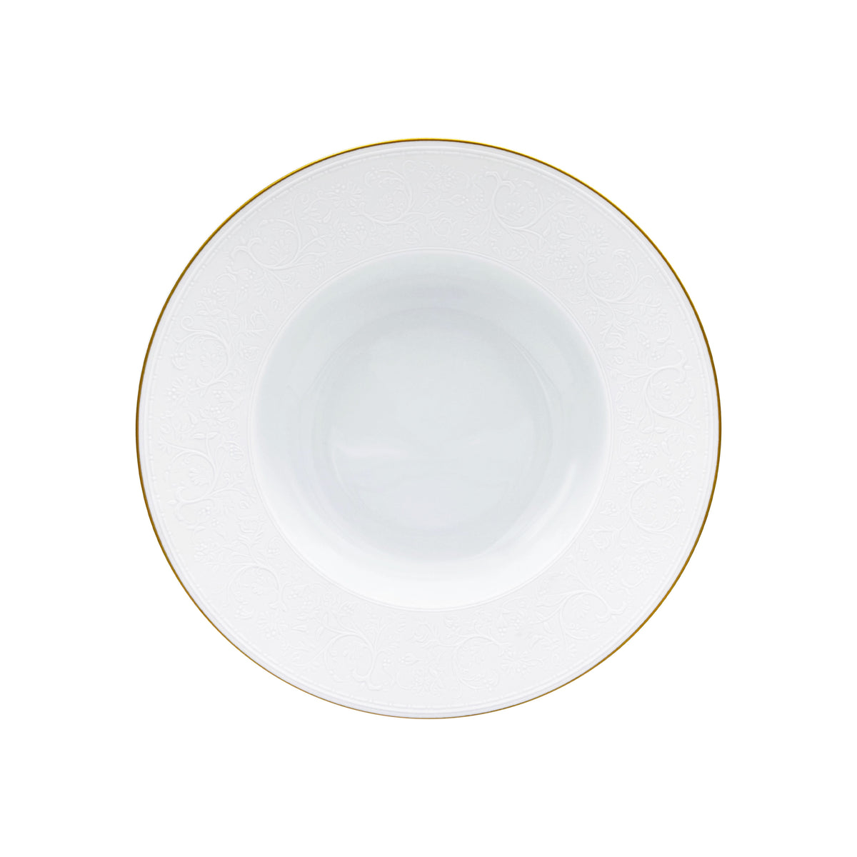 SWAN Blanc Filet Or - Assiette creuse à aile MM