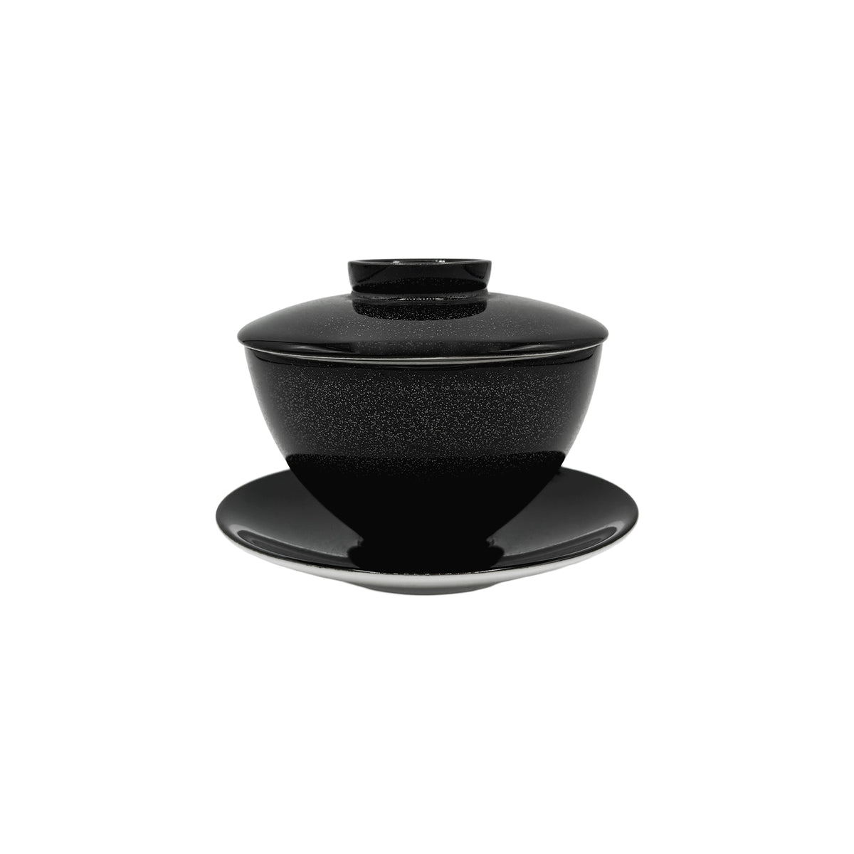 NOIR PAILLETÉ - Tasse thé & soucoupe asiatique (couvercle inclus)