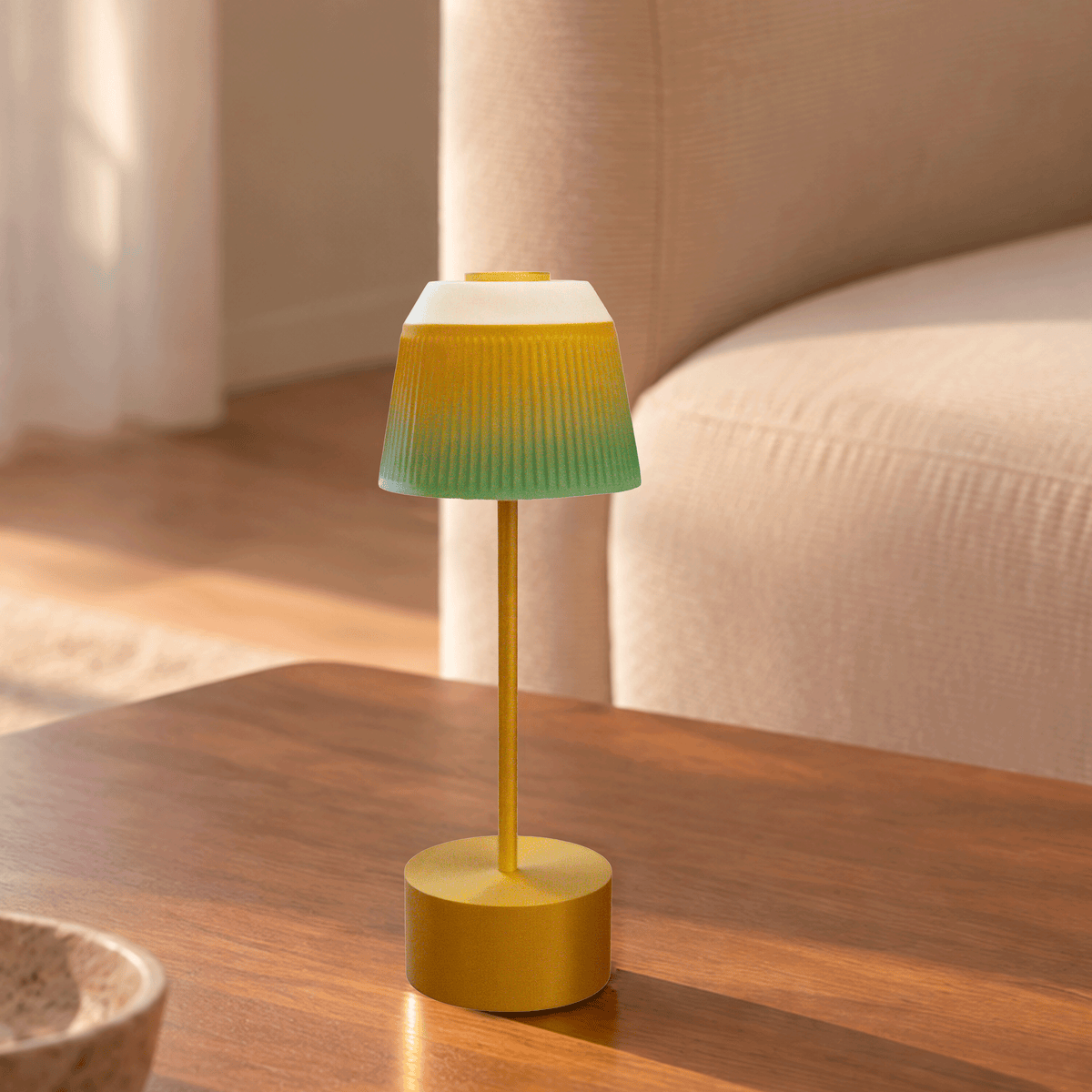 BOLERO Satin White - Standing lamp, golden