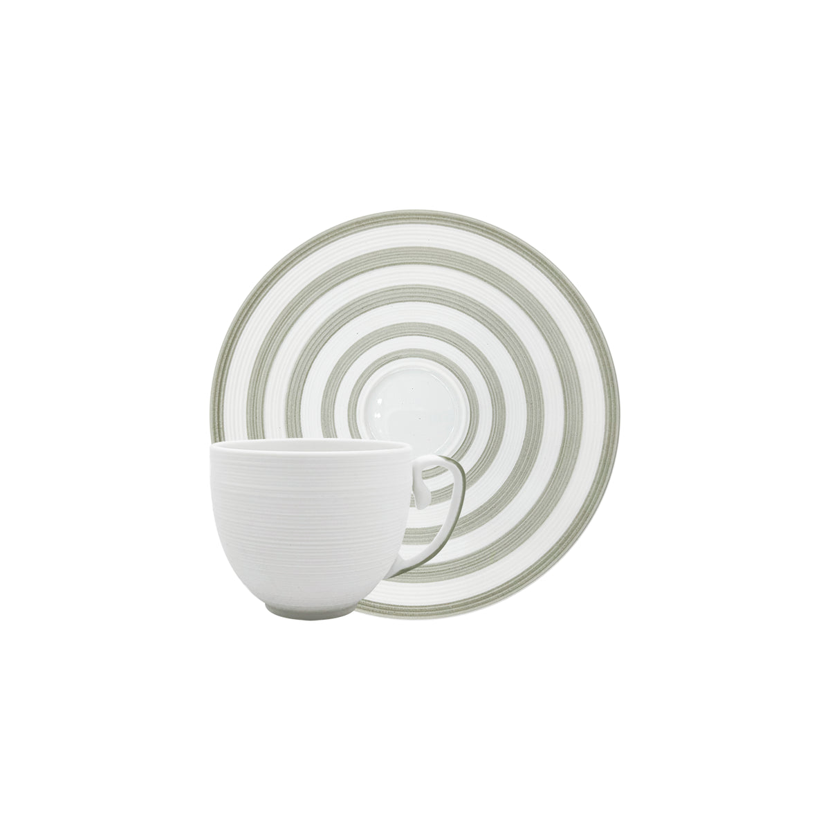 HEMISPHERE Striped Khaki Green - Coffee Cup &amp; Saucer