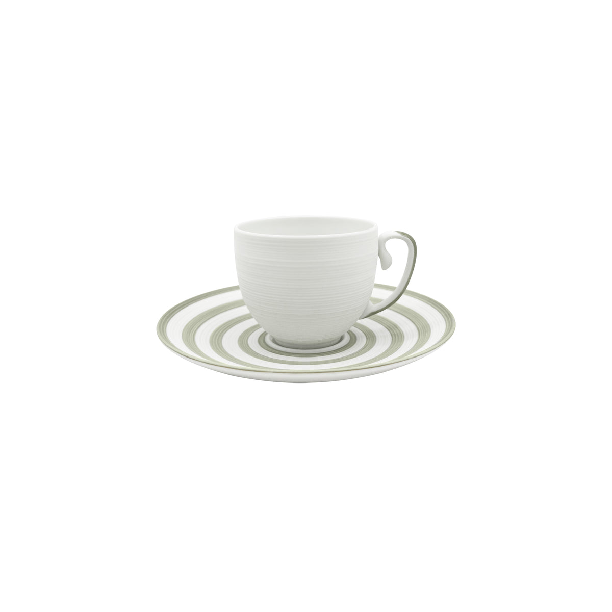 HEMISPHERE Rayé Vert Kaki - Tasse café & soucoupe