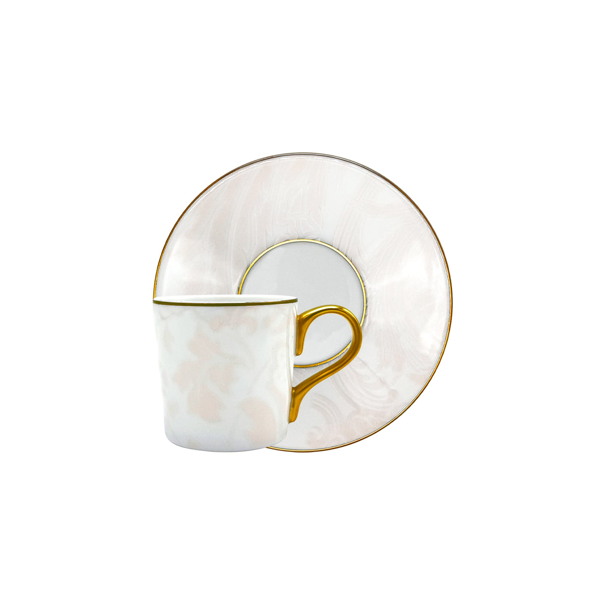 INDIENNES Rose Poudré filet Or - Tasse café & soucoupe