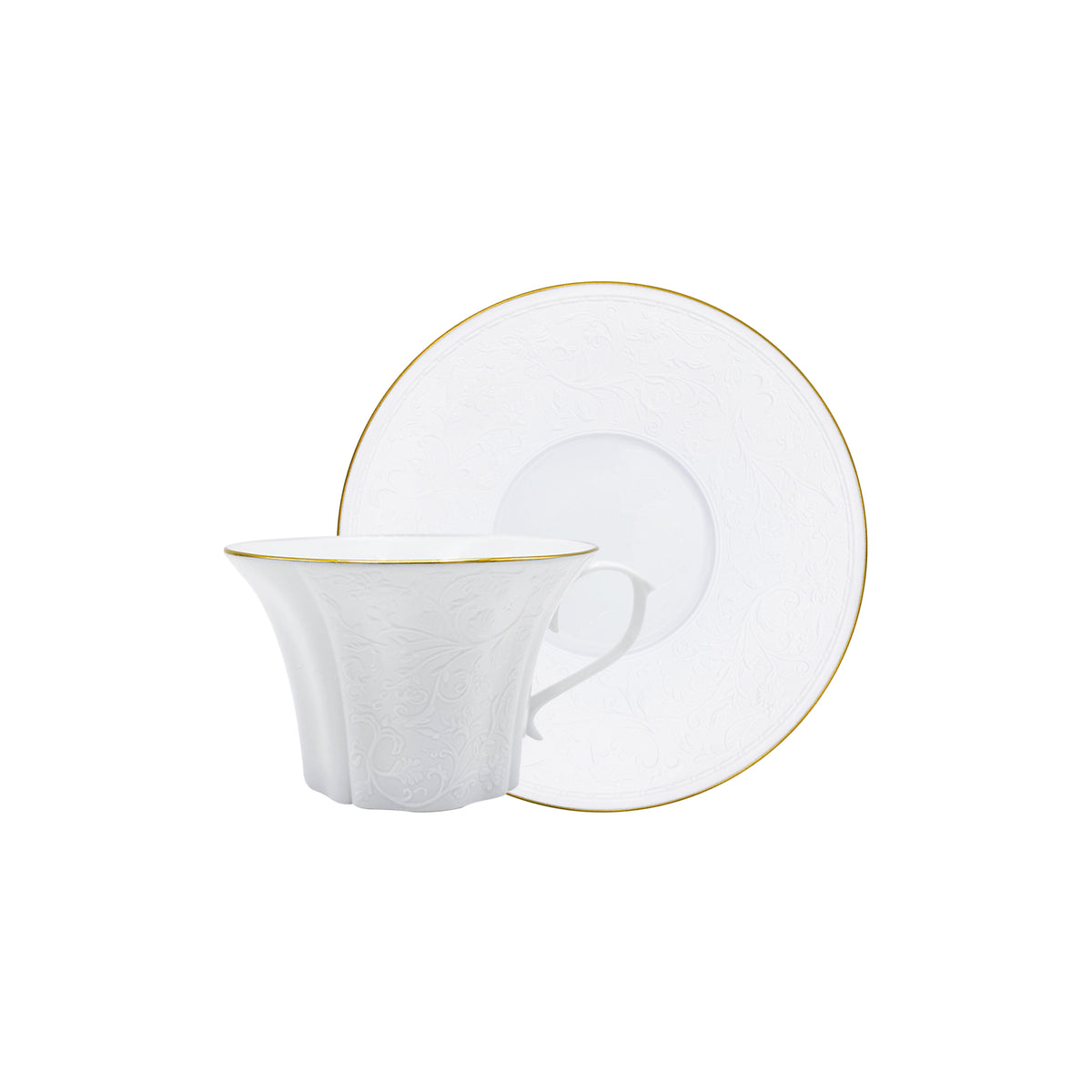SWAN Blanc Filet Or - Tasse café & soucoupe