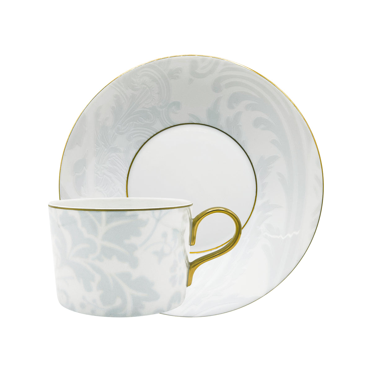 INDIENNES Bleu Perle filet Or - Tasse déjeuner & soucoupe
