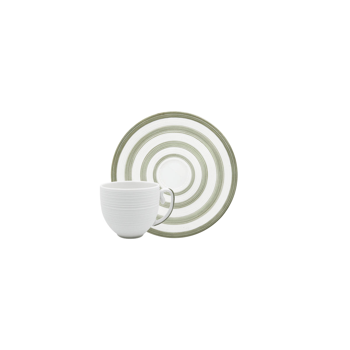 HEMISPHERE Striped Khaki Green - Mocha Cup &amp; Saucer