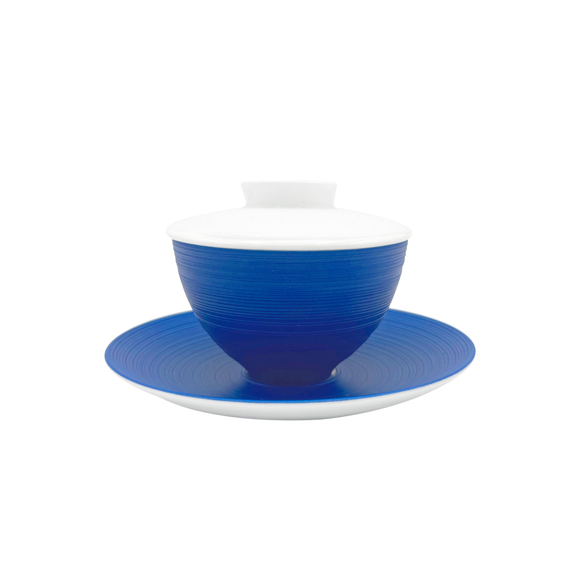 HEMISPHERE Bleu Roi - Tasse thé & soucoupe asiatiques (couvercle inclus)