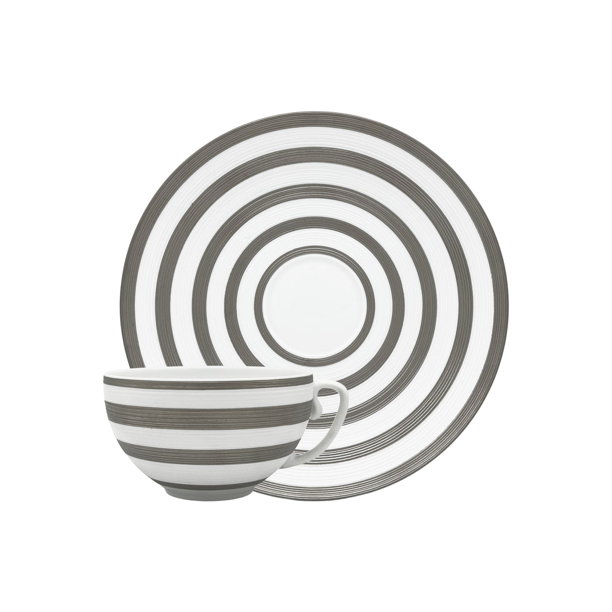 HEMISPHERE Rayé Platine - Tasse thé & soucoupe