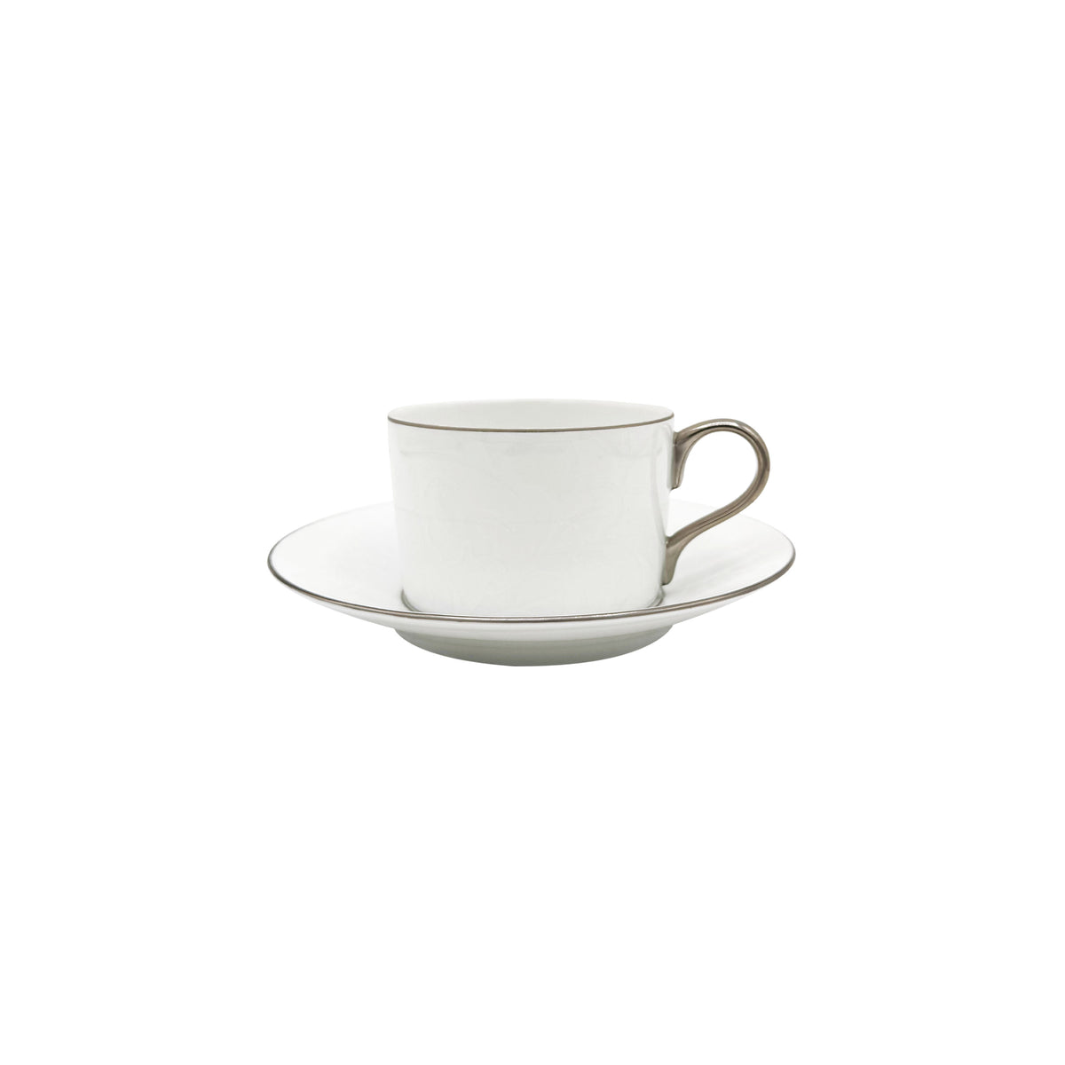 INDIENNES Blanc sur Blanc filet Platine - Tasse thé et soucoupe