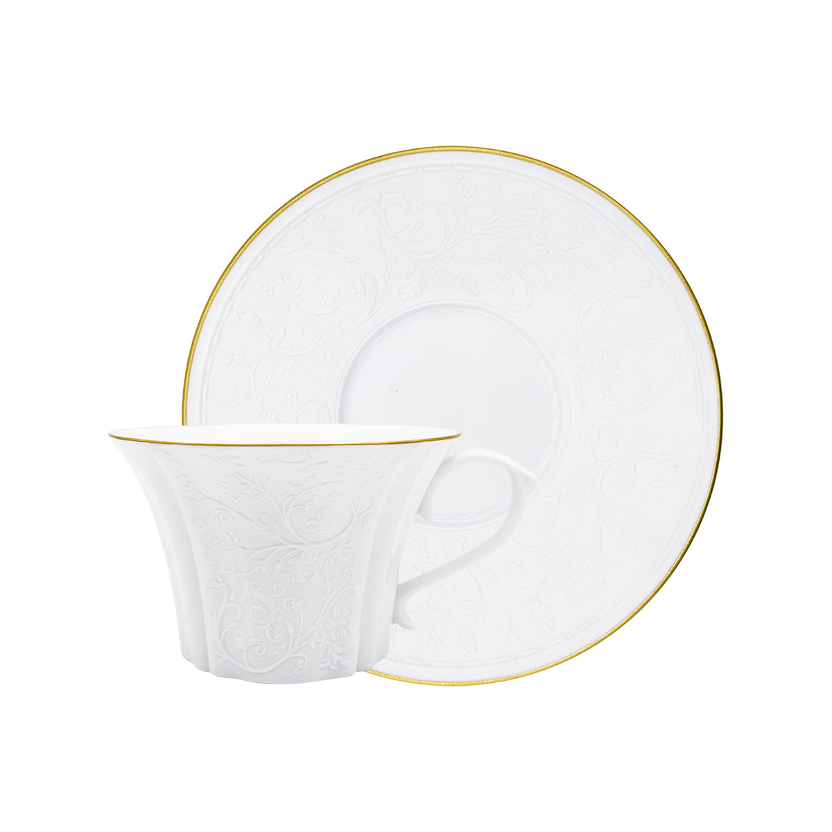 SWAN Blanc Filet Or - Tasse thé & soucoupe