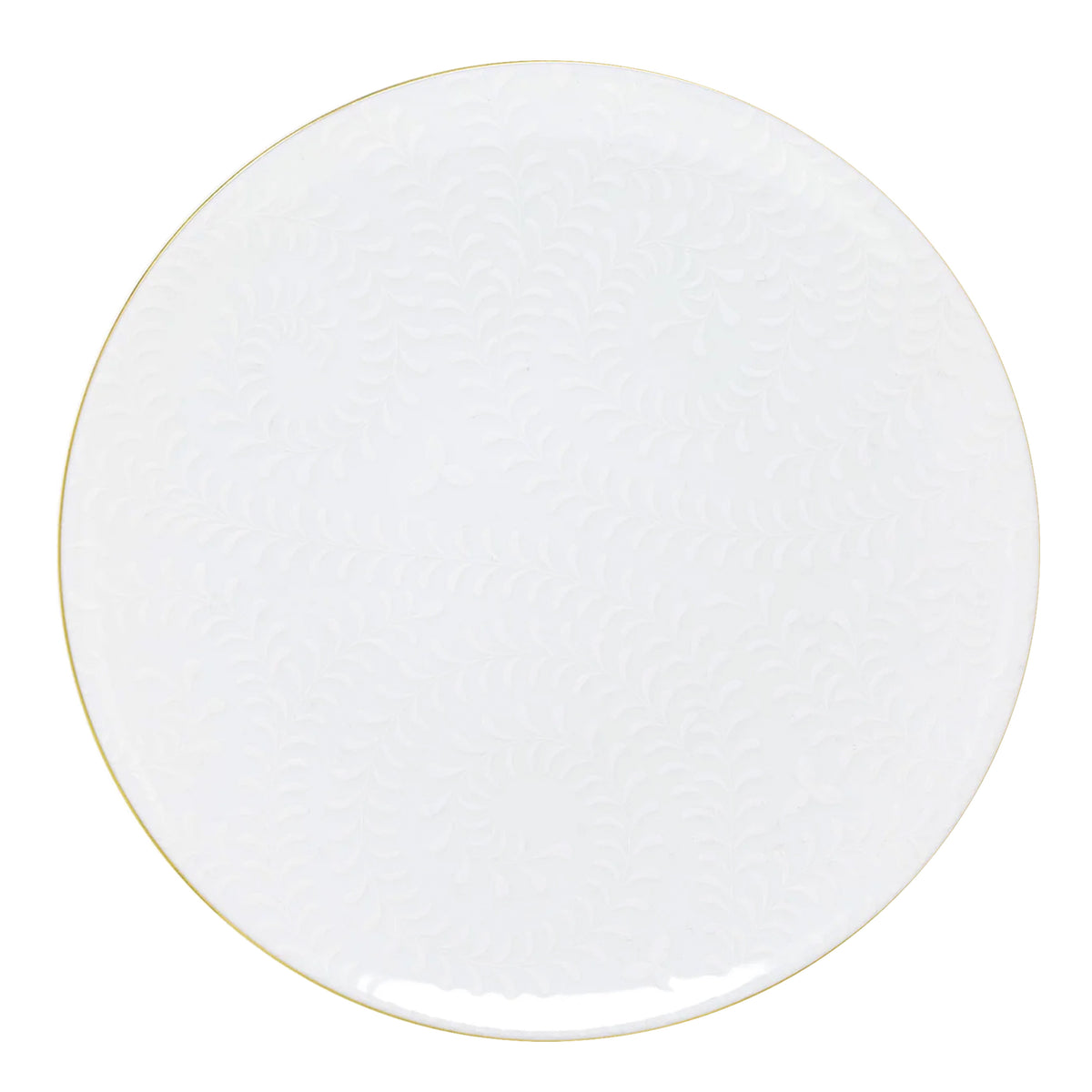 ARJUNA blanc sur blanc filet Or - Assiette de présentation